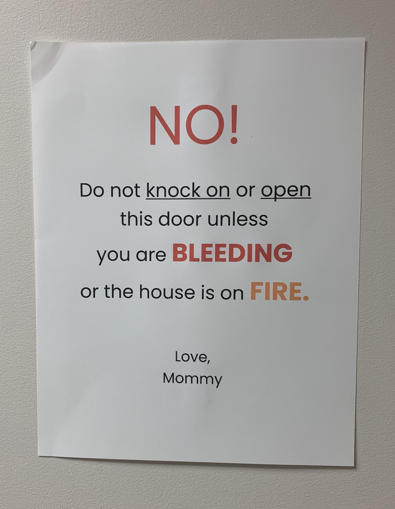 Lisa's boundary. Do not interrupt unless it's an emergency.
